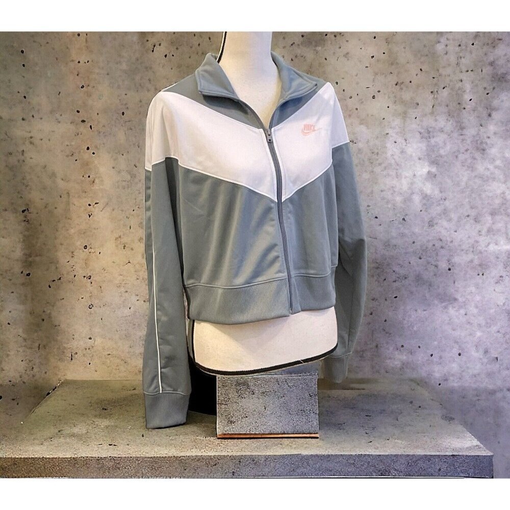 Nike Womens Sportwear Heritage Track Jacket Size L Cool Gray
